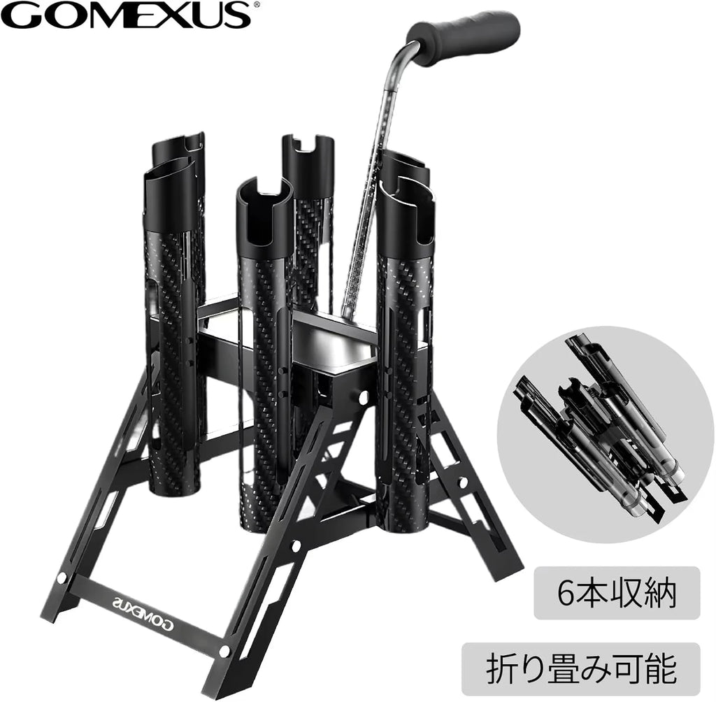 Gomexus P6 Rod Stand for Area Trout, Carbon, 6-Piece Storage Foldable New Others Condition
